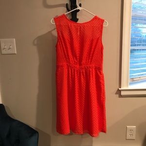 J.Crew Orange Sheer Chevron Print Dress Size 6